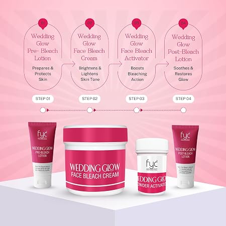 FYC Professional Wedding Glow Face Bleach Cream with Hyaluronic Acid, Ceramides & Peptides, 270g, Salon Results, All Skin Types