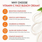 FYC Professional Vitamin C Face Bleach Cream Combo | Skin Brightening Bleach for Women & Men | Reduces Tan, Pigmentation & Dark Spots | Lightens Facial Hair | Pre & Post Bleach Lotion | Suitable for All Skin Types | 270g