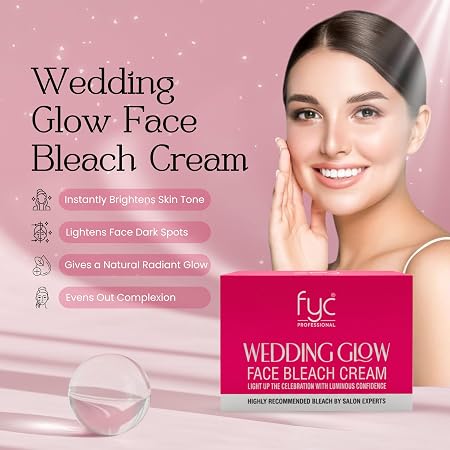 FYC Professional Wedding Glow Face Bleach Cream with Hyaluronic Acid, Ceramides & Peptides, 270g, Salon Results, All Skin Types