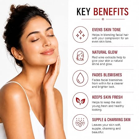 FYC Professional Red Wine Face Bleach Cream 270g | Skin Brightening Bleach for Women & Men | Red Wine Extract & Grape Seed Oil | Removes Facial Hair Appearance | Anti Pigmentation | Salon Professional