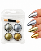 Professional 4-piece chrome nail art set.