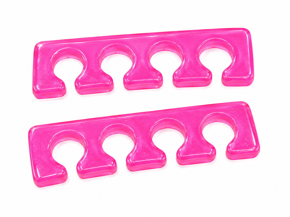 Silicone toe separators designed to keep nails perfectly spaced during pedicures and nail care routines. Soft, flexible silicone material provides comfortable support without pinching or irritation.