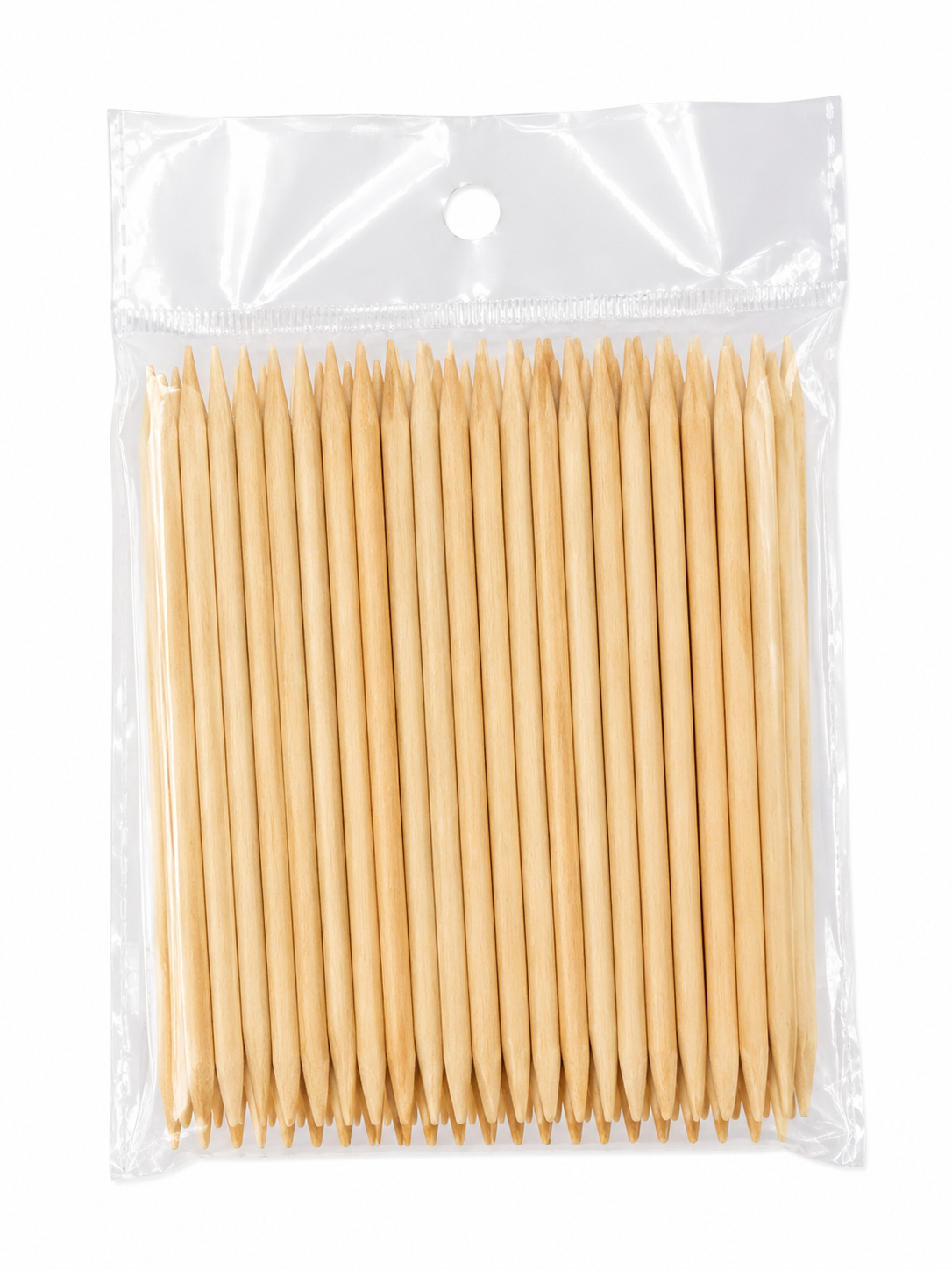 A wooden pusher designed to safely and effectively push back cuticles and nails during manicure and pedicure care. The smooth wooden surface is gentle on delicate nail beds and cuticle areas, preventing damage and irritation. 100 PCS
