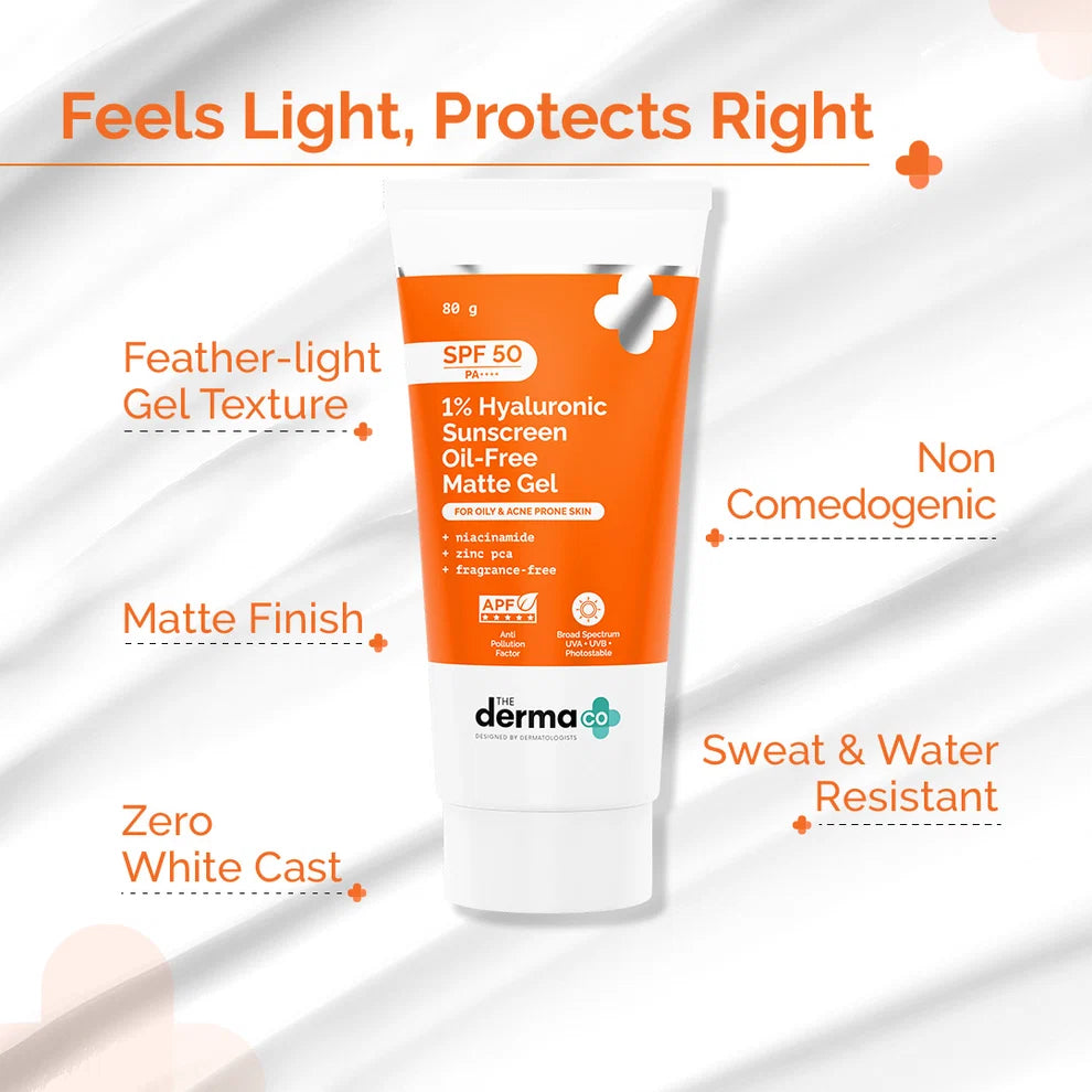 The Derma Co 1% Hyaluronic Sunscreen Oil-Free Matte Gel.80g