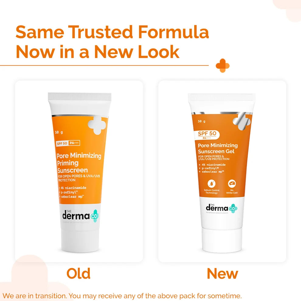 The Derma Co Pore Minimizing Sunscreen Gel with SPF 50 & PA+++ For Open Pores & UVA/UVB Protection - 50 g