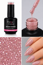 Perma Color Broken Diamond Gel Polish delivers vibrant, long-lasting color with a stunning broken diamond finish.