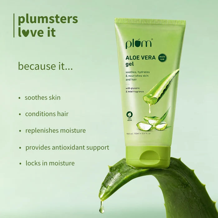 PLUM ALOE VERA GEL |MULTI USE SOOTHES, HYDRATES & NOURISHES SKIN AND HAIR | WITH GLYCERIN & MILD FRAGRANCE 150ml 5.07fi.oz