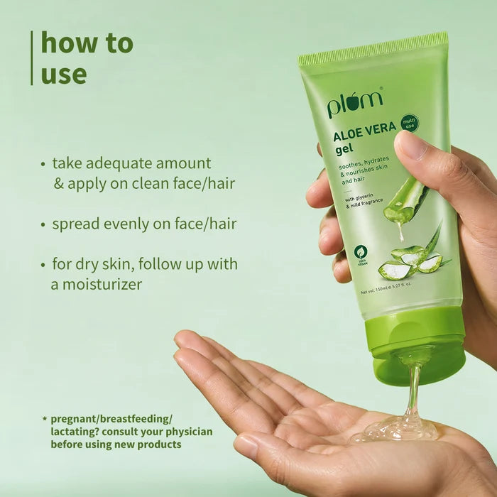 PLUM ALOE VERA GEL |MULTI USE SOOTHES, HYDRATES & NOURISHES SKIN AND HAIR | WITH GLYCERIN & MILD FRAGRANCE 150ml 5.07fi.oz
