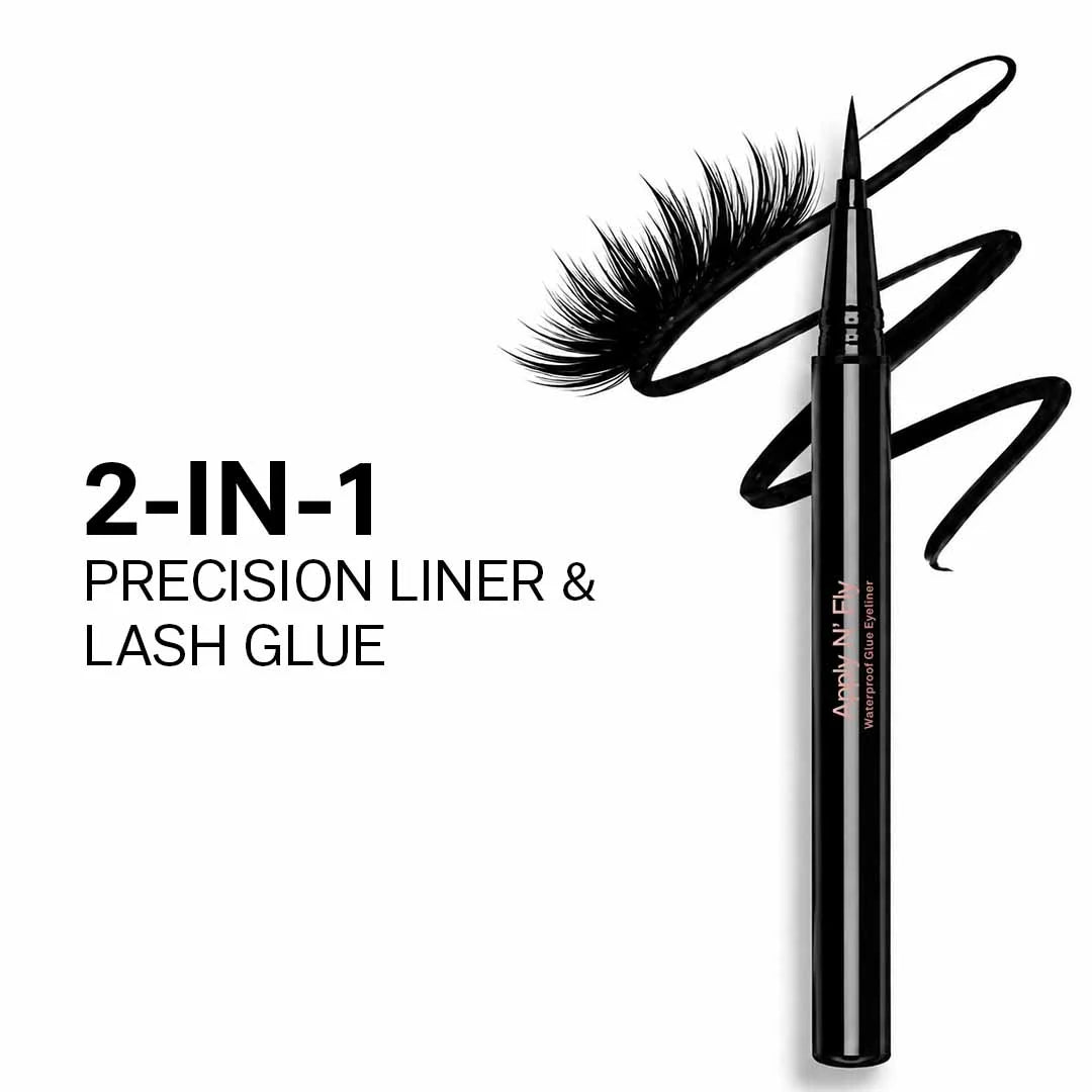 FLiCKA Apply N'Fly Liquid Pen Glue Eyeliner, Quickdrying Formula, Long Lasting and Waterproof Matte Finish Eyeliner Black 0.8gm