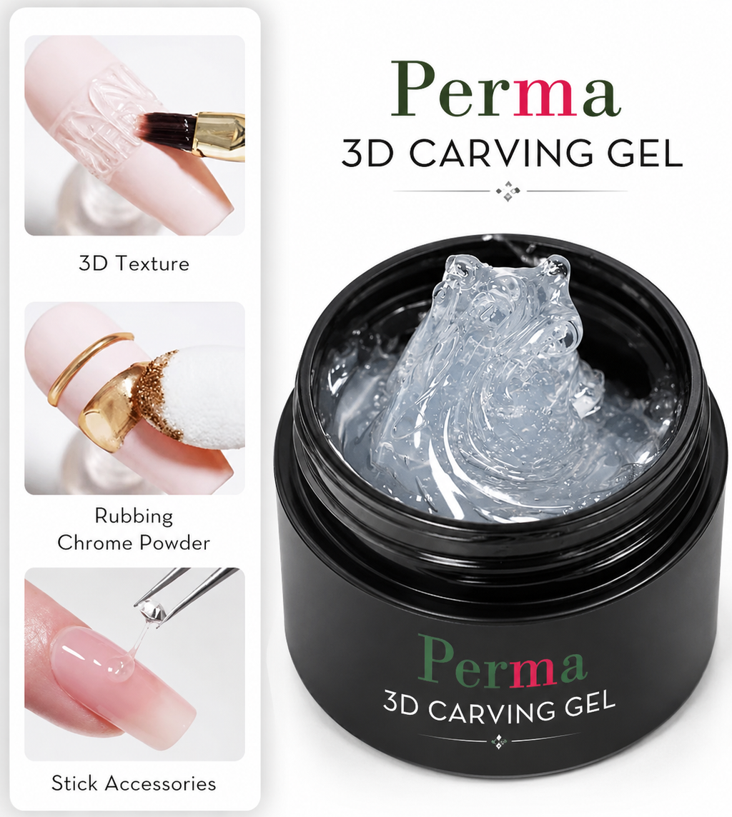Perma Color carving gel delivers precision and durability for intricate nail art designs.