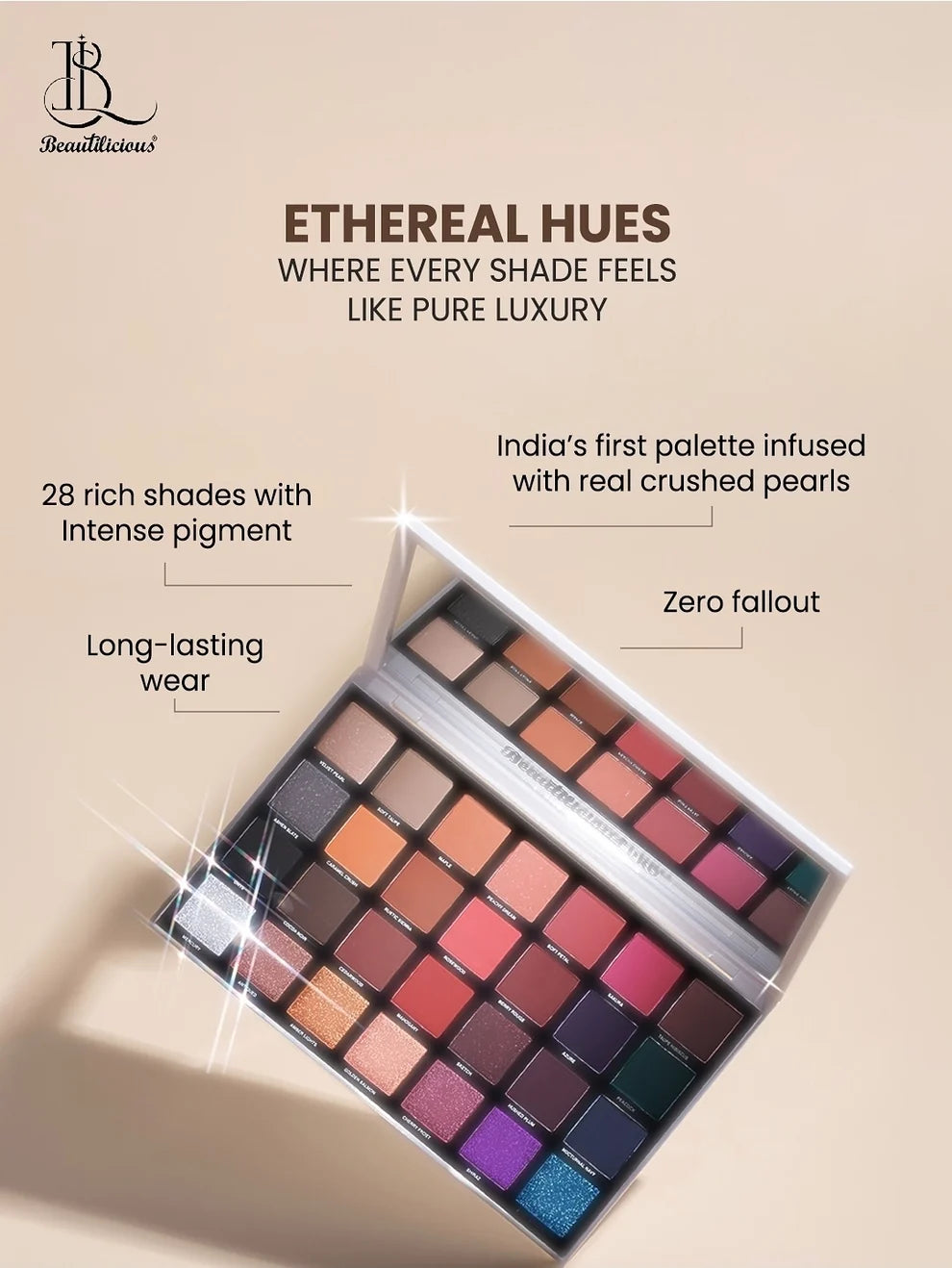 BEAUTILICIOUS Ethereal Hues Eyeshadow Palette (28 Colours)