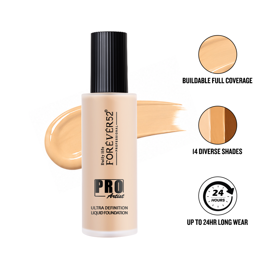 Daily Life Forever52 Pro Artist Ultra Definition Liquid Foundation|High-Pigment, Full Coverage, 24-Hour Wear, Waterproof & Sweatproof, Lightweight Hydrating, Oil-Free Formula