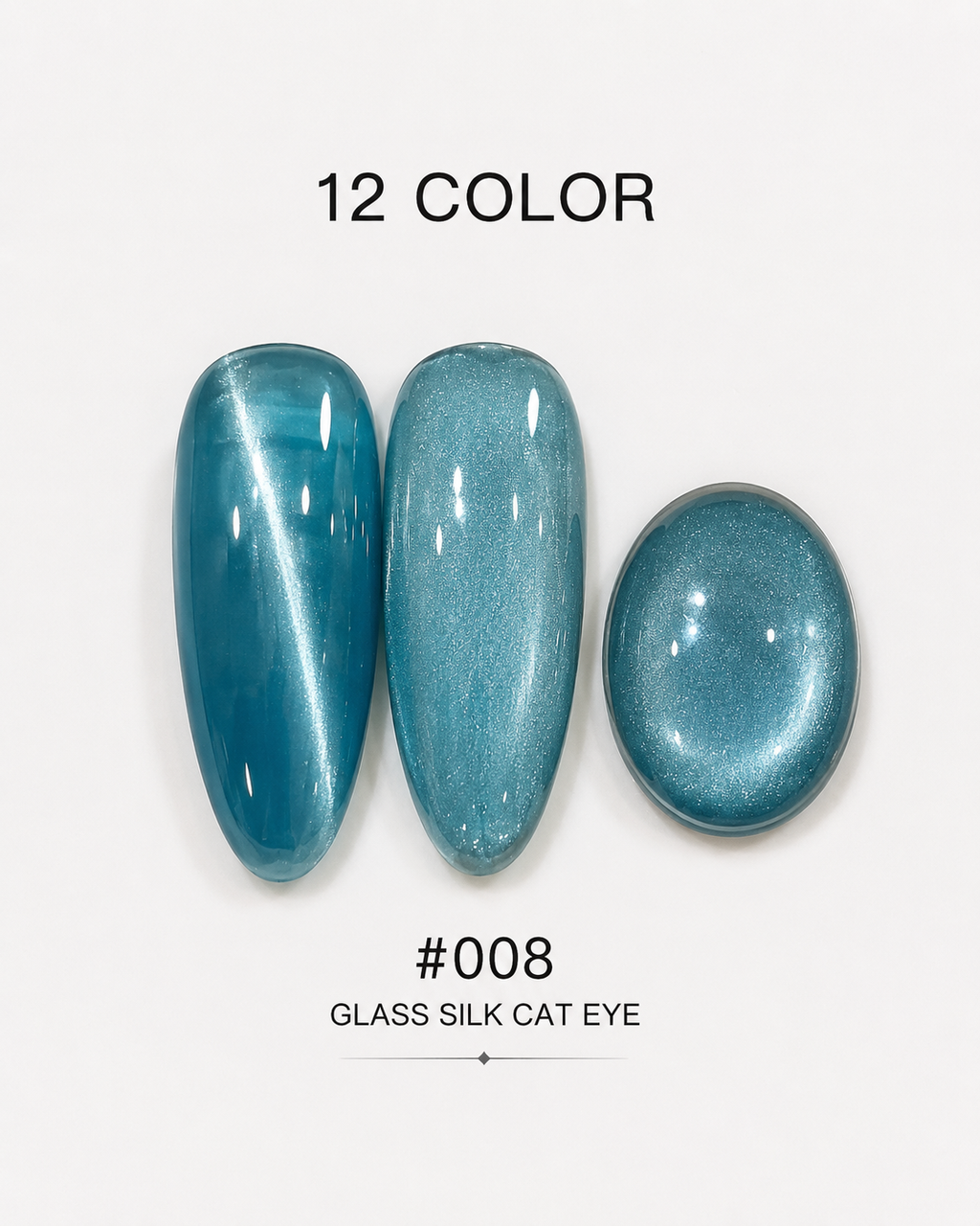 Mynk Professional Glass Silk Cat Eye Nail Polish Collection features 12 stunning shades with a mesmerizing glass silk finish.