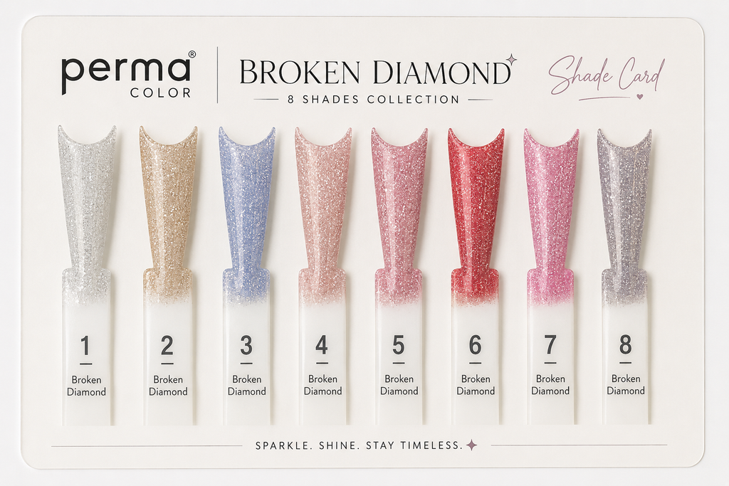 Perma Color Broken Diamond Gel Polish delivers vibrant, long-lasting color with a stunning broken diamond finish.