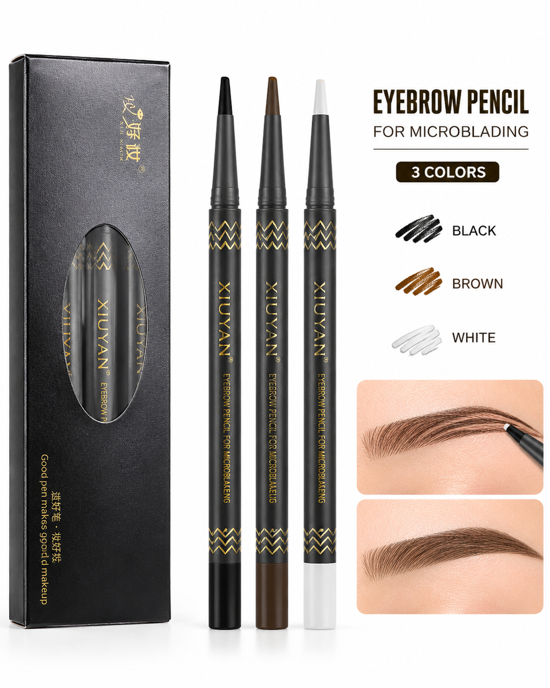 Eyebrow pencil designed for microblading