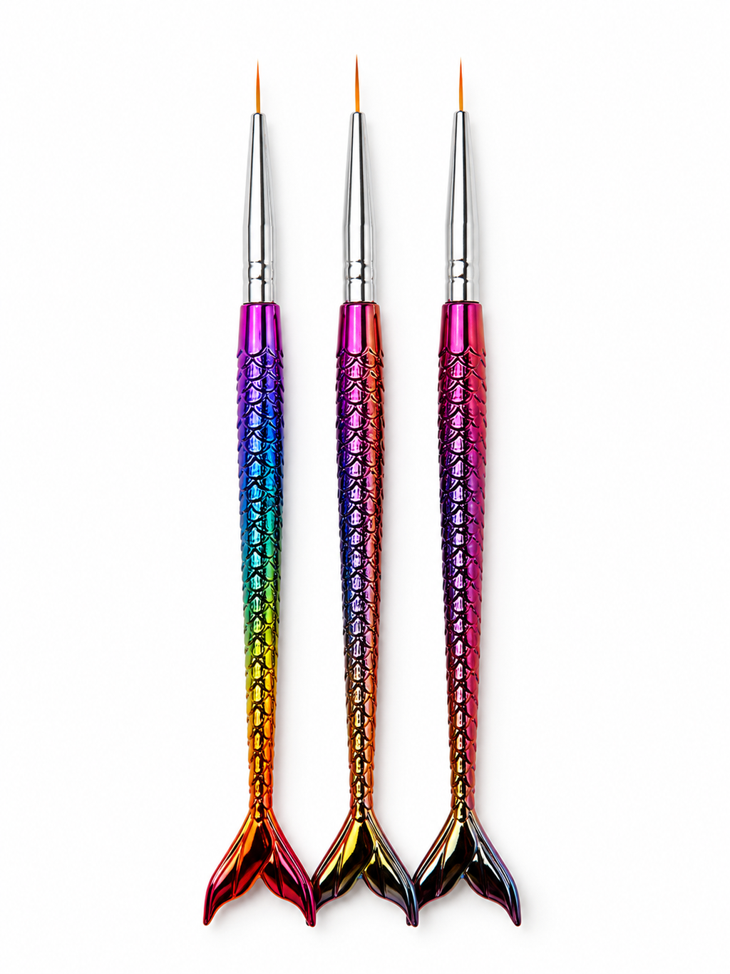 Mermaid Nail Brush Set 3pcs 30g Phototherapy Sculpture Pen Gradual Pull Line Artificial Fibers Plastic Handle Customizable Nail