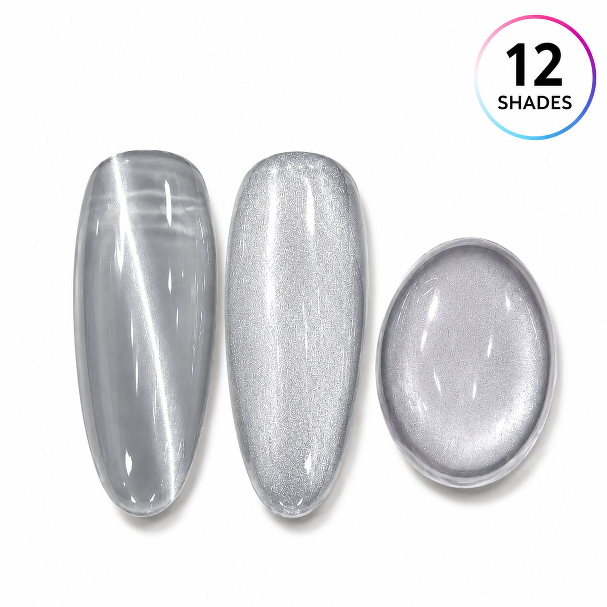 Mynk Professional Glass Silk Cat Eye Nail Polish Collection features 12 stunning shades with a mesmerizing glass silk finish.