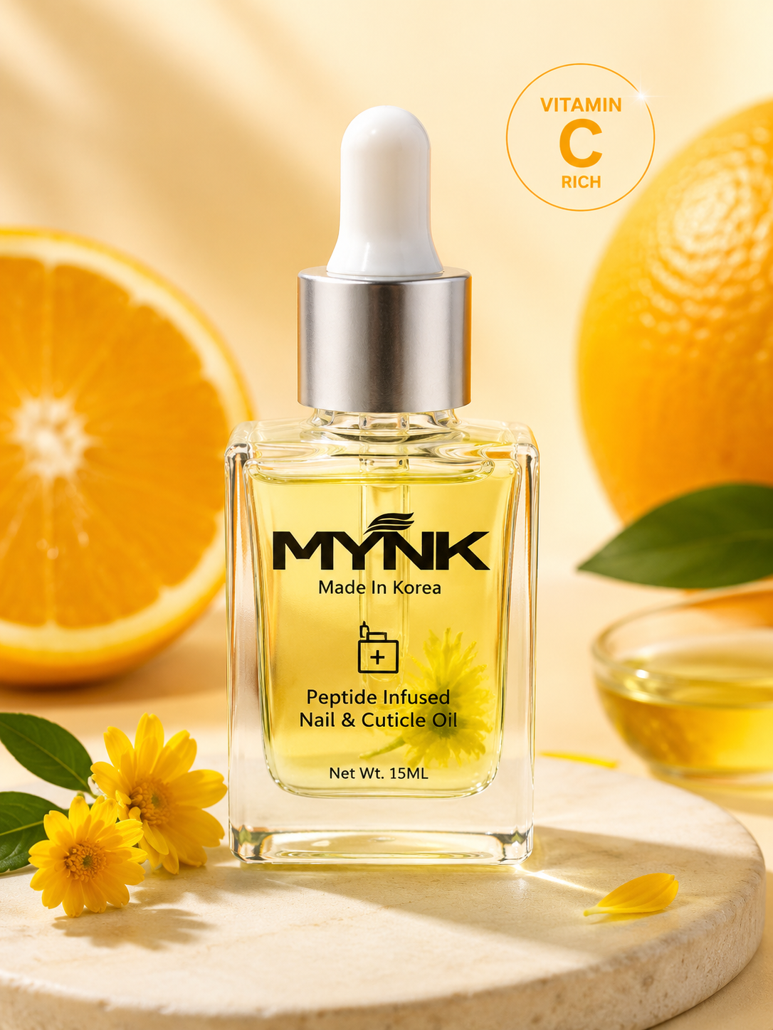 Mynk Cuticle Oil Powered By Vitamin C nourishes and protects your nails with a luxurious blend designed to strengthen cuticles and promote healthy nail growth. 15Ml