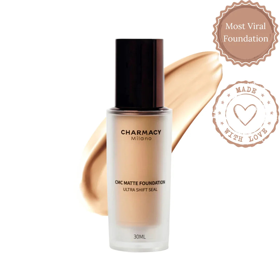 Charmacy Milano Matte Foundation - 30 ml, With SPF 25 Sun Protection, Perfect Canvas for Your Make-Up Buildable Coverage, Instant Hydrating, Light Weight, Suitable for All Skin Types, Seamless Blend, Flawless Finish.