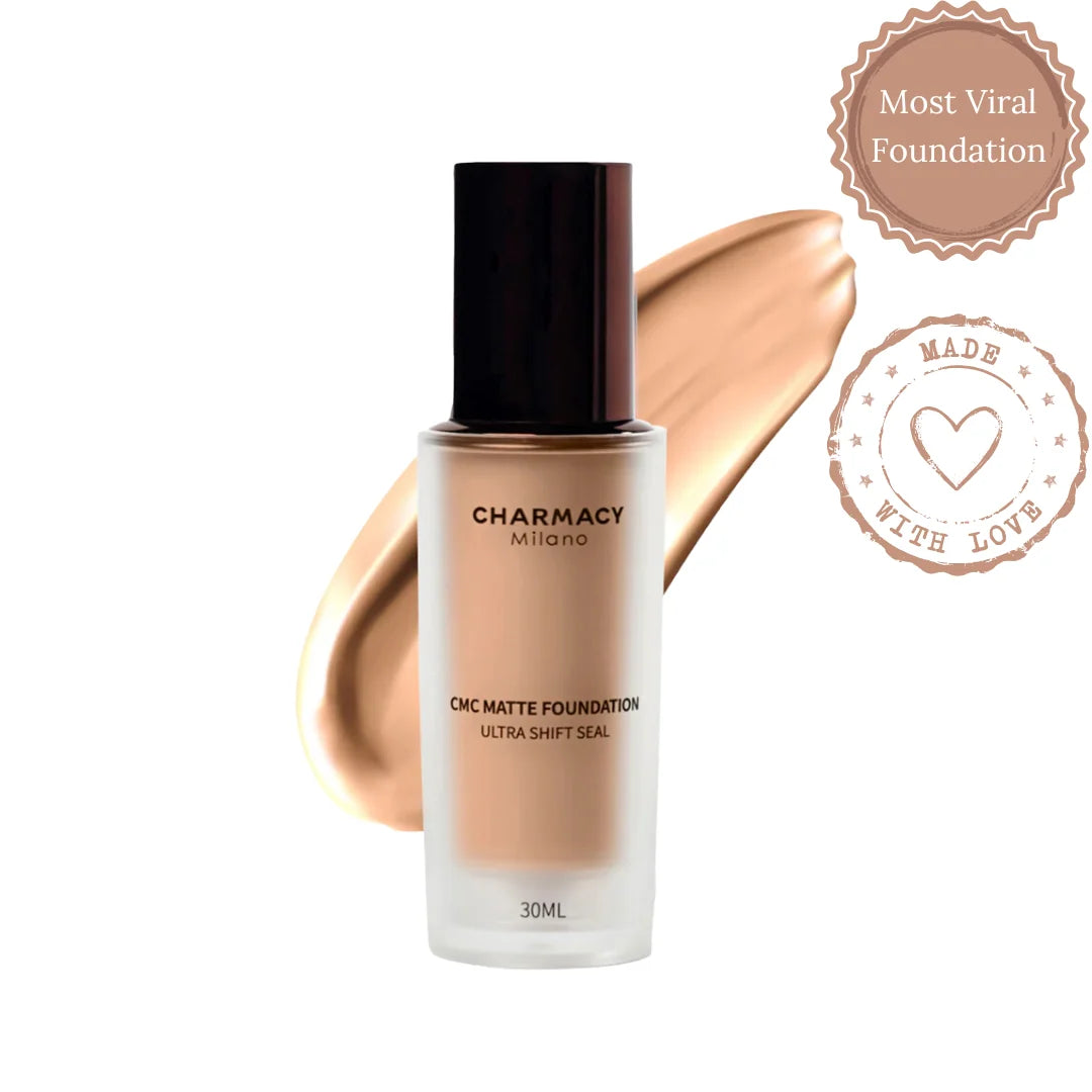 Charmacy Milano Matte Foundation - 30 ml, With SPF 25 Sun Protection, Perfect Canvas for Your Make-Up Buildable Coverage, Instant Hydrating, Light Weight, Suitable for All Skin Types, Seamless Blend, Flawless Finish.