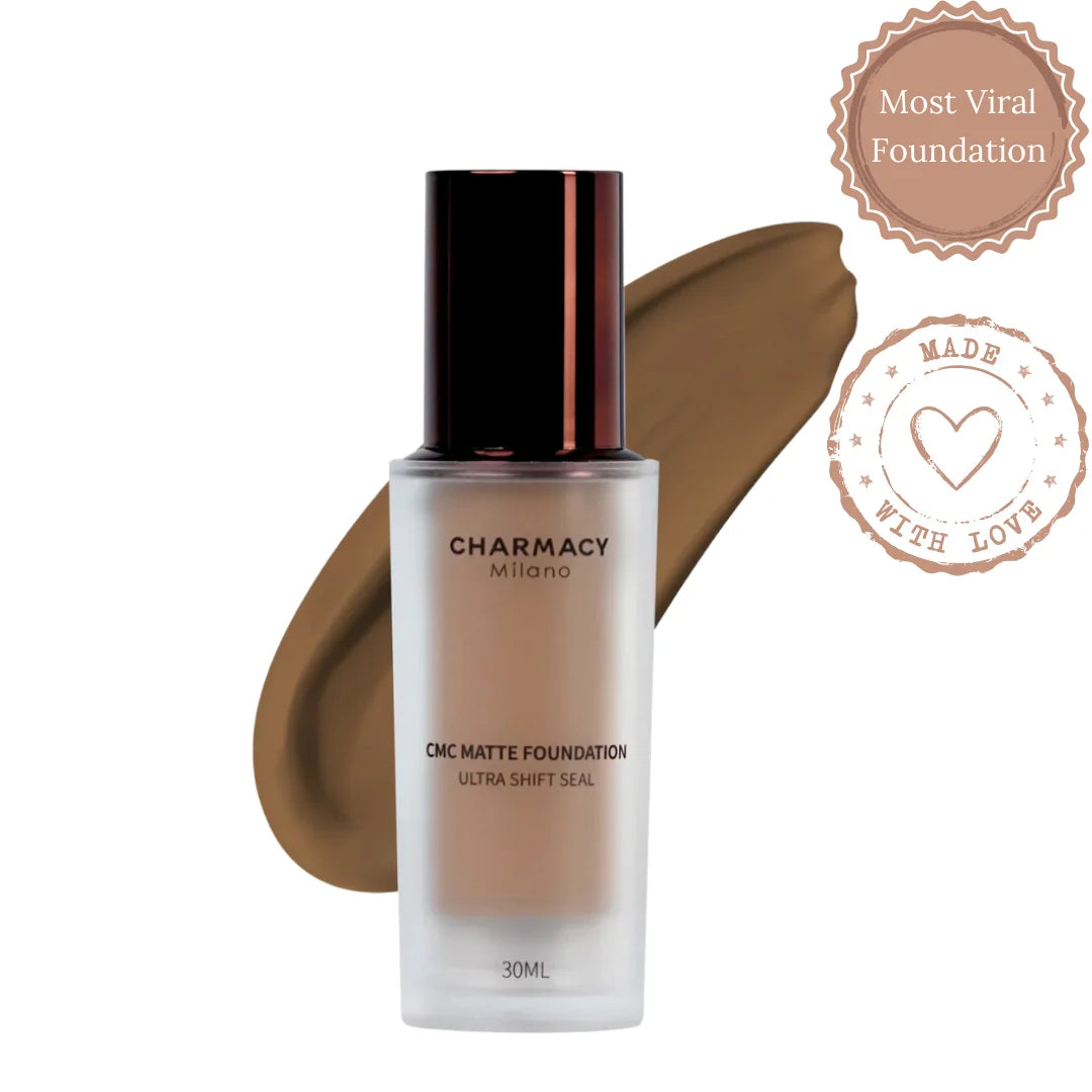 Charmacy Milano Matte Foundation - 30 ml, With SPF 25 Sun Protection, Perfect Canvas for Your Make-Up Buildable Coverage, Instant Hydrating, Light Weight, Suitable for All Skin Types, Seamless Blend, Flawless Finish.