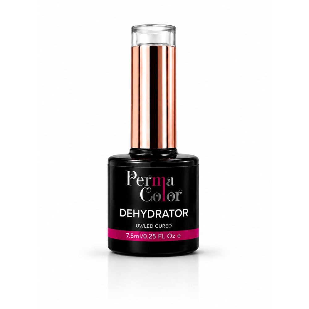 Perma Color Nail Dehydrator removes moisture and oils from nails before applying gel polish or nail art, ensuring superior adhesion and longer-lasting color.