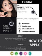 FLiCKA Draw N Dance Gel Eyeliner| Smudge Proof & WaterResistant |Easy Dip & Stroke|Lasts Upto 16Hrs l Matte Eyeliner For Women, 5g