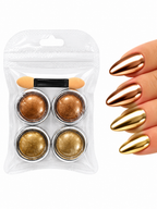 Professional 4-piece chrome nail art set.