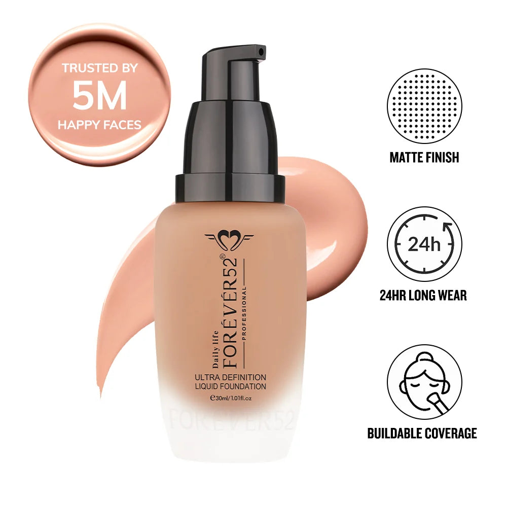 Daily Life Forever52 Ultra Definition Liquid Foundation | 24H Wear, Medium to Full Coverage, Pore-Minimizing & Mattifying, Long Lasting, Anti-Aging, Satin Finish| All skin type-02 30ml