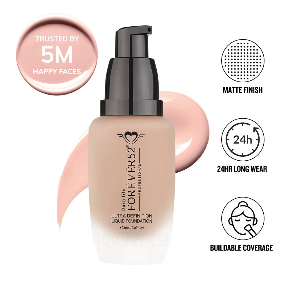 Daily Life Forever52 Ultra Definition Liquid Foundation | 24H Wear, Medium to Full Coverage, Pore-Minimizing & Mattifying, Long Lasting, Anti-Aging, Satin Finish| All skin type-02 30ml