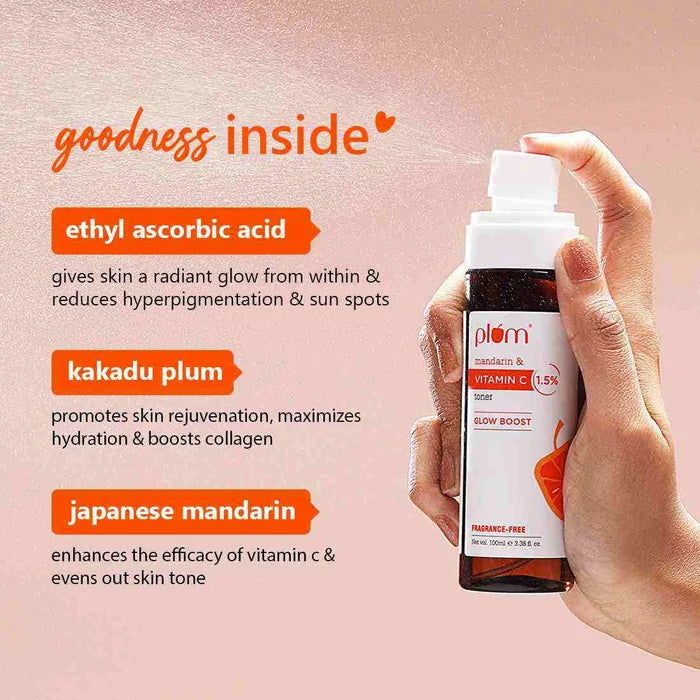 PLUM MANDARIN & VITAMIN C 1.5% TONER GLOW BOOST | FRAGRANCE-FREE 100ml 3.38 fi. oz.