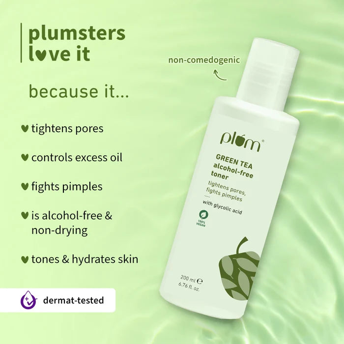 PLUM GREEN TEA ALCOHOL- FREE TONER | TIGHTENS PORES, FIGHTS PIMPLES 200ml 7.76 fi. oz.