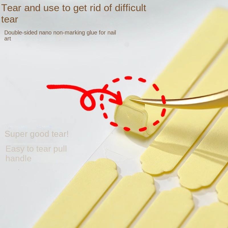 Double Sided Clear Adhesive Nail Tape Easy Tear Shear-Free Press Nails Mounting Tapes Design Display Fake Nail Storage Manicure