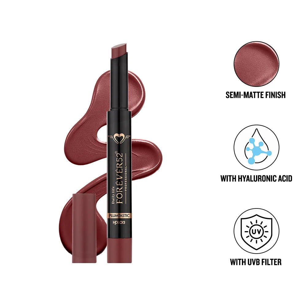 Daily Life Forever52 Hydra Lipstick, Semi-Matte Finish| Enriched with Hyaluronic Acid, Vitamin E & UVB Filter| 97% Lip Darkness Reduction | Vegan & Cruelty Free
