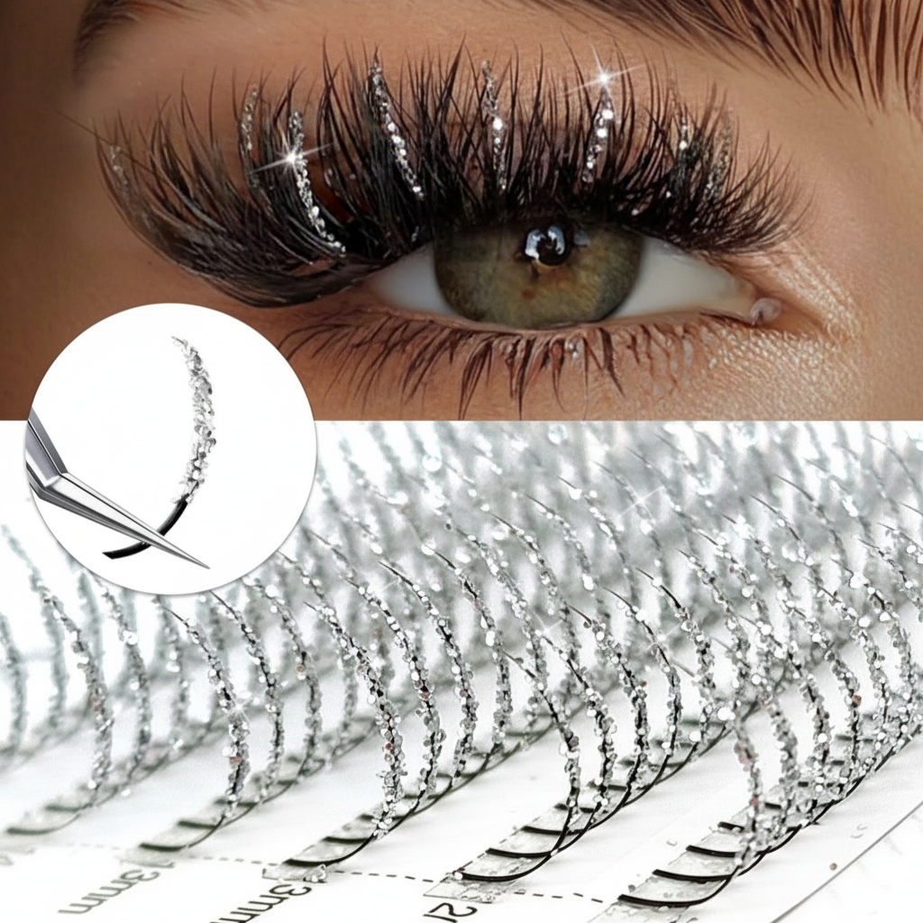 Our stunning Glitter Lash Extensions.