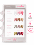 12-shade kit 6 versatile base shades, 6 striking cat-eye shades.