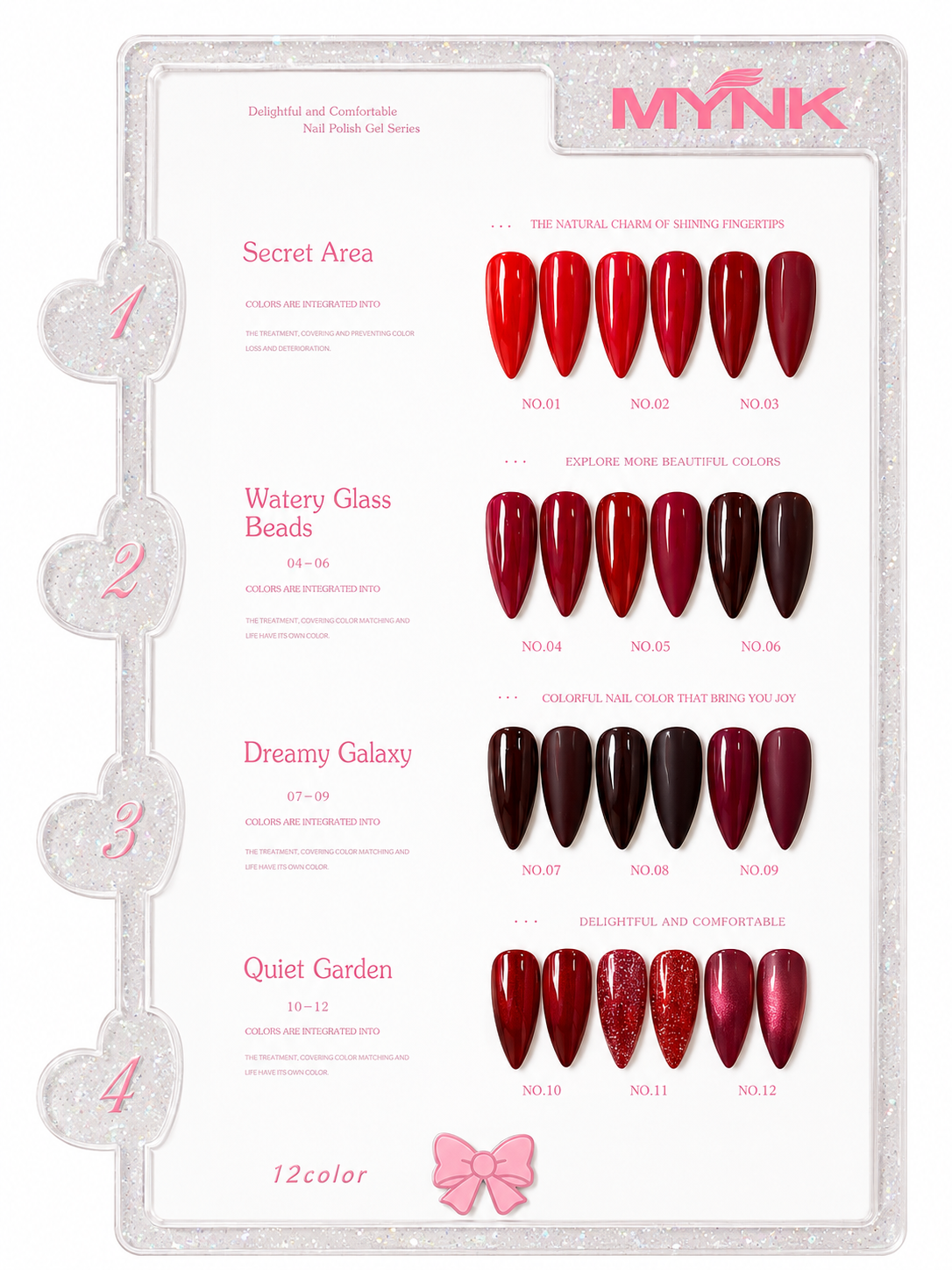 MYNK PROFESSIONAL Red Series 12-Shade Gel Polish Kit.