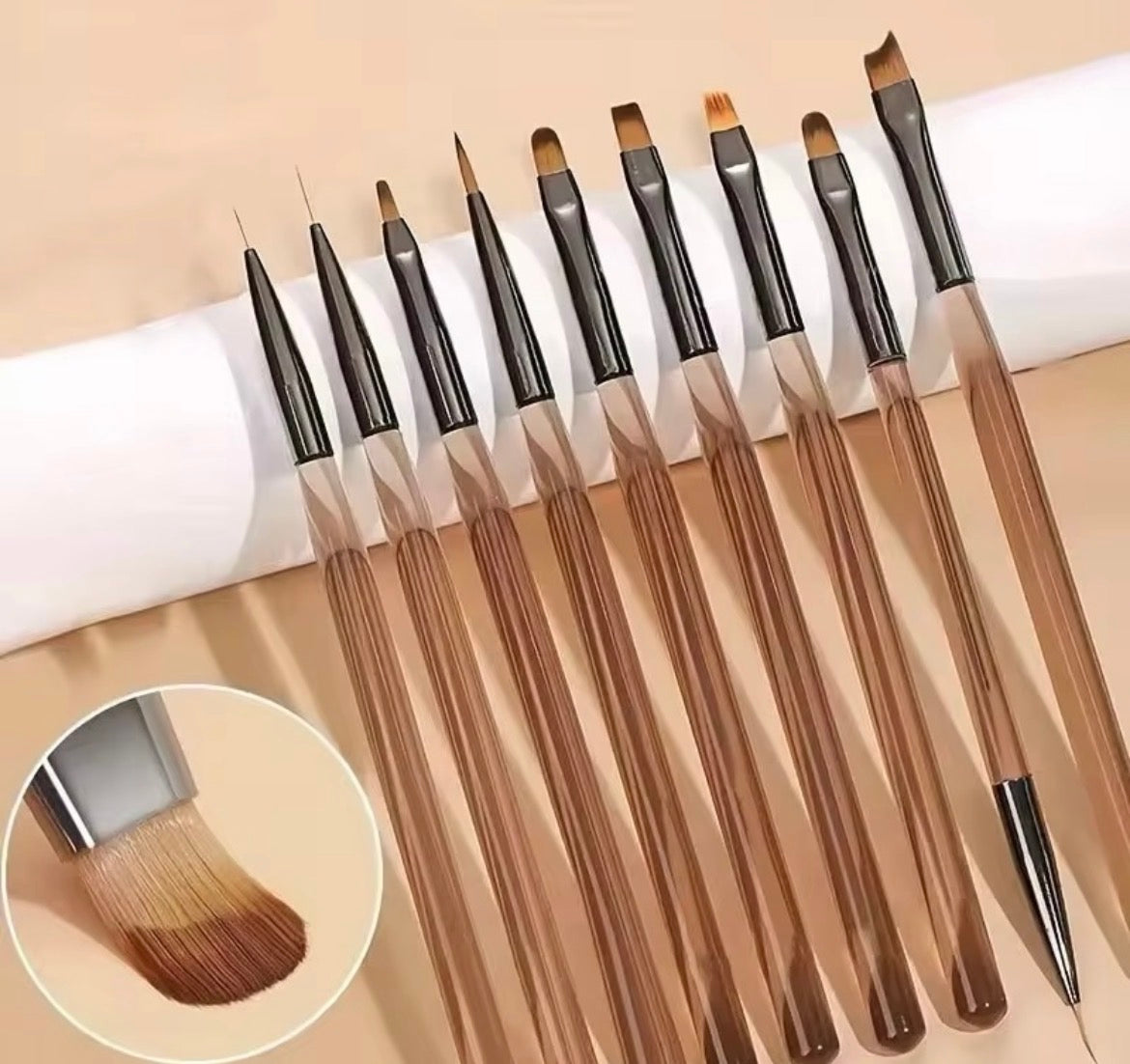 9-piece brush set.