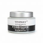 A jar of VINIMAY Multifunctional Gel 5 in 1, featuring a white body, a silver metallic lid, and a black and white label with Japanese text, set against a plain light gray background.