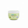 A jar of Mama Earth Aloe Refresh Hydrating Light Gel Moisturizer placed on a dark reflective surface in front of a mint green plastic storage basket.