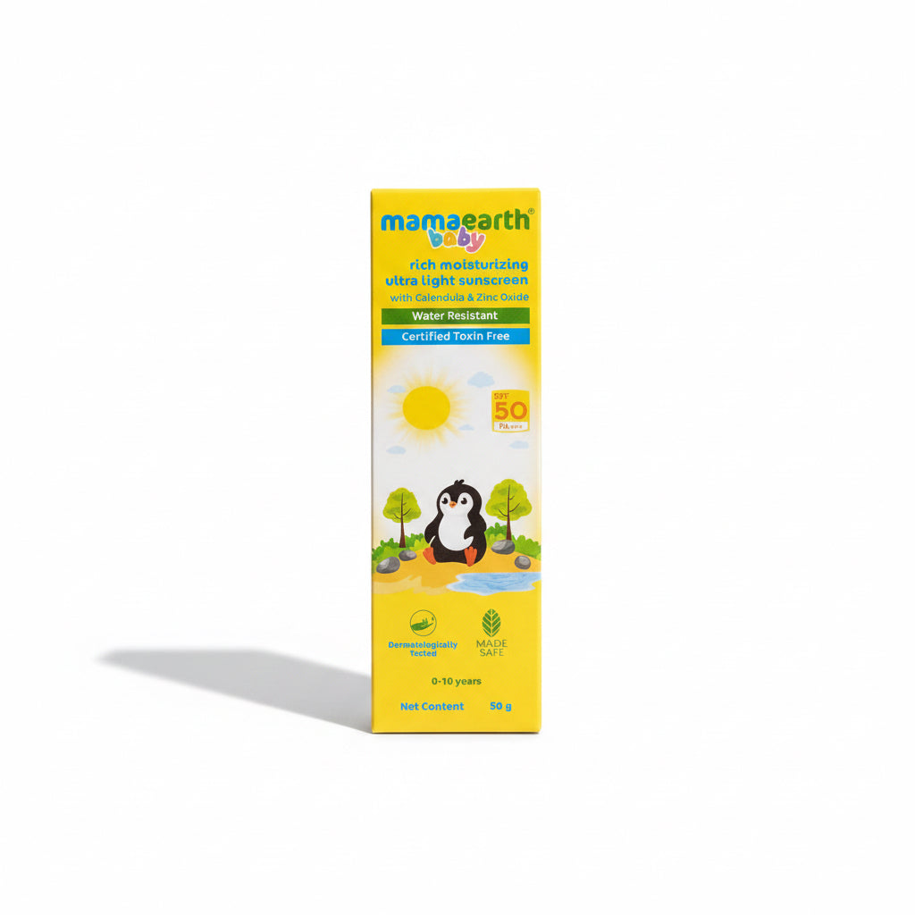 Mamaearth Baby Rich Moisturizing Ultra Light Sunscreen 50g.
