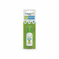 Mama Earth Baby Anti-Mosquito Fabric Roll On in a 8 ml bottle, packaged in a green blister pack and held in front of an open laptop computer.