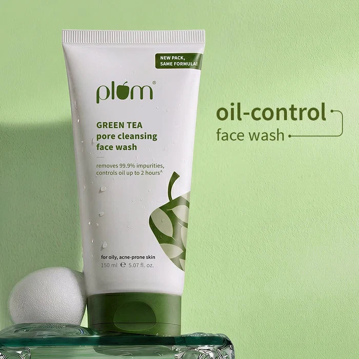 PLUM GREEN TEA PORE CLEANSING FACE WASH | REMOVES 99.9% IMPURITIES, CONTROLS OIL UP TO 2 HOURS |FOR OILY, ACNE- PRONE SKIN 100ml 3.38 fi. oz