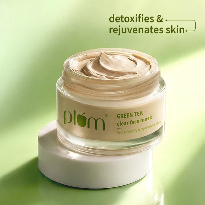 PLUM GREEN TEA CLEAR FACE MASK | HELPS DETOXIFY & REJUVENATE SKIN FORE OILY, ACNE-PRONE SKIN 60g 2.12 oz