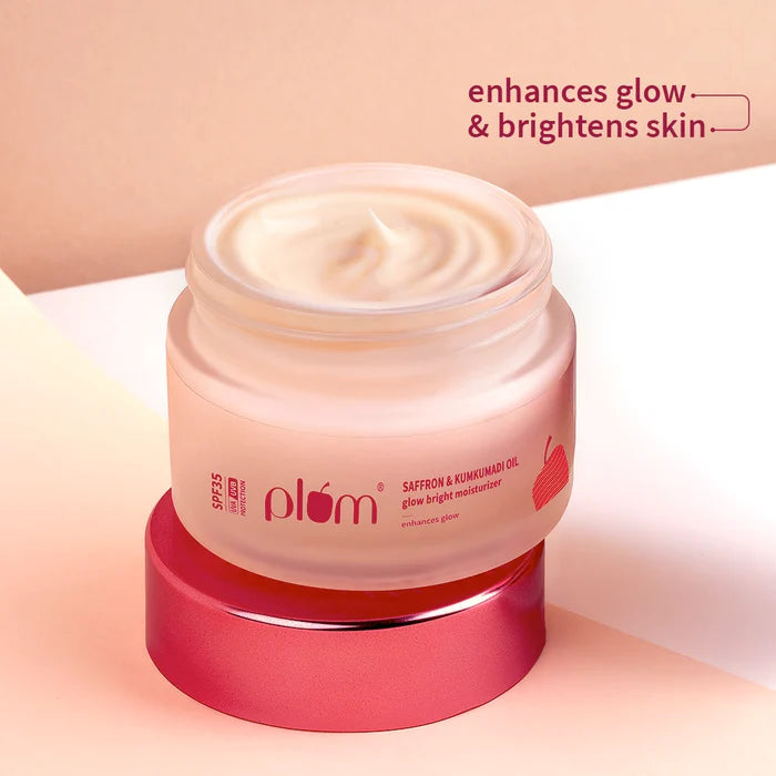 PLUM SAFFRON & KUMKUMADI OIL GLOW BRIGHT MOISTURIIZER | ENHANCES GLOW SPF 35 FOR ALL SKIN TYPE 50g 1.76 oz