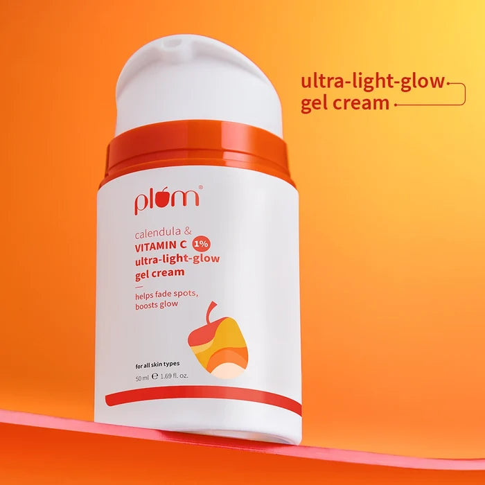 PLUM CALENDULA & VITAMIN C 1% ULTRA- LIGHT- GLOW GEL CREAM | HELPS FADE SPOTS, BOOSTS GLOW FOR ALL SKIN TYPE 50ml 1.69 fi. oz.