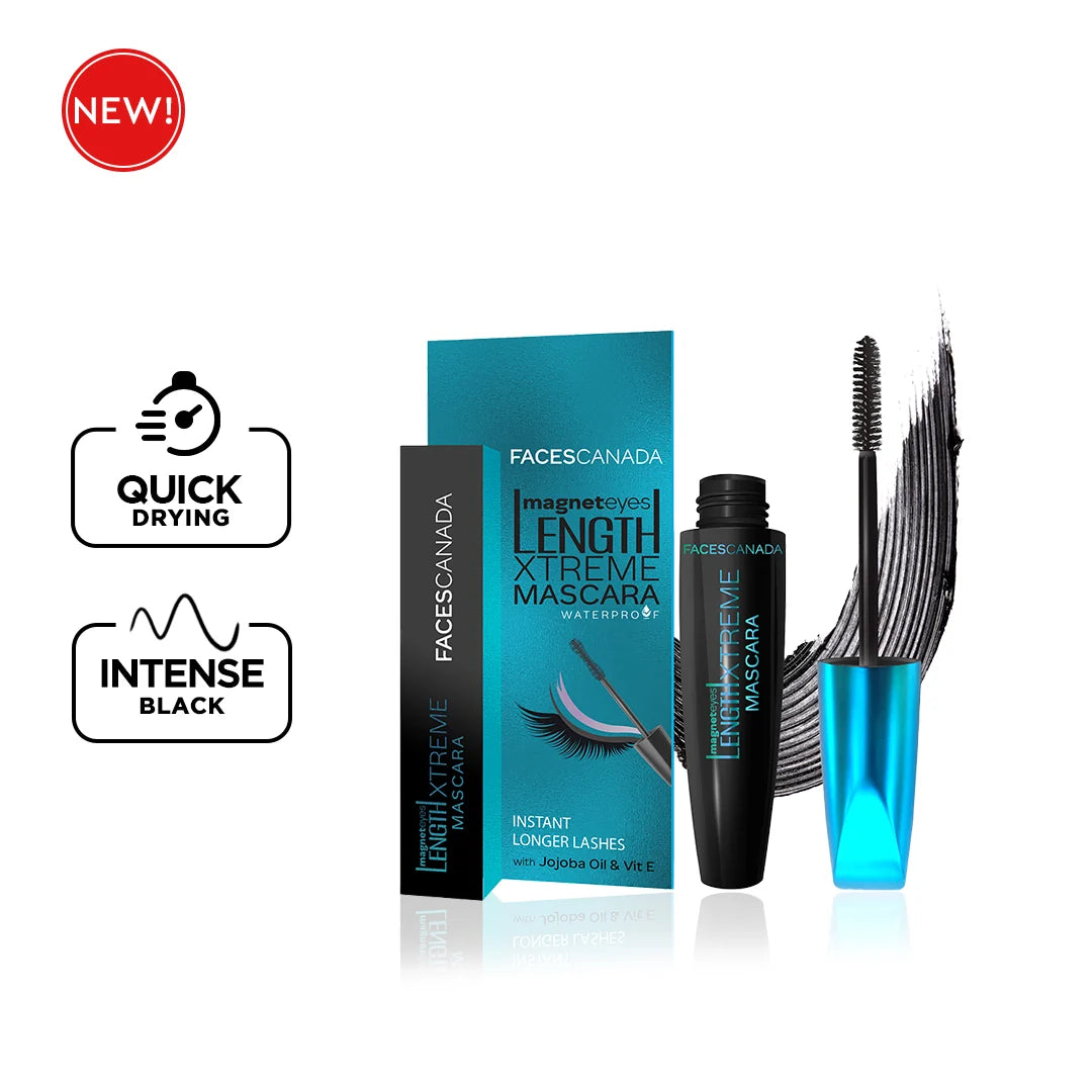 FACES CANADA Magneteyes Curl Xtreme Mascara - Black, 8g | Curls Lashes | Waterproof | Quick Drying | Long Wear | Intense Black Finish | Lightweight | Enriched With Jojoba Oil & Vitamin E