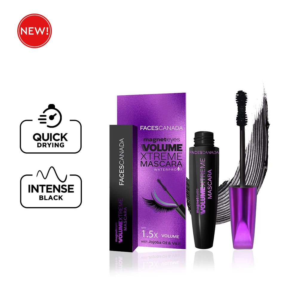 FACES CANADA Magneteyes Curl Xtreme Mascara - Black, 8g | Curls Lashes | Waterproof | Quick Drying | Long Wear | Intense Black Finish | Lightweight | Enriched With Jojoba Oil & Vitamin E