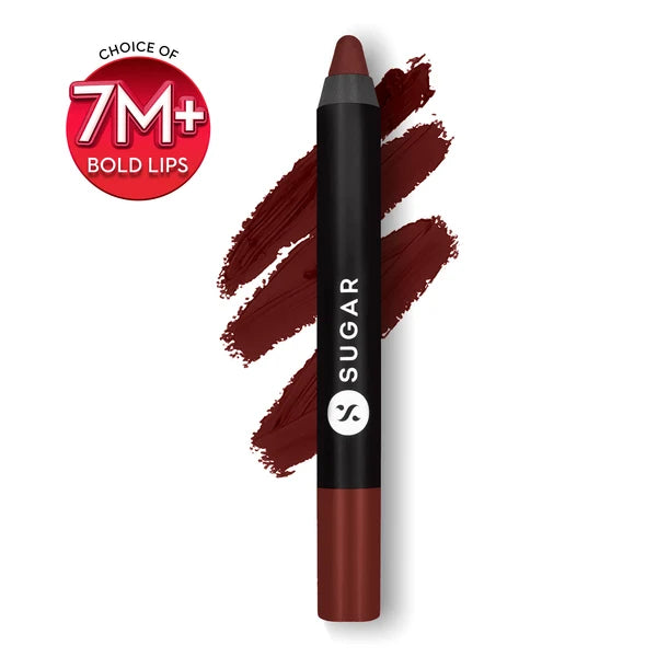 SUGAR Cosmetics Matte as Hell Crayon Lipsticks for Women | Lasts Up To 8+ Hours | Lip Crayon with Sharpener | 2.8gm