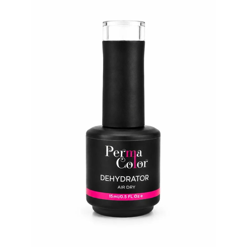 Perma Color Nail Dehydrator removes moisture and oils from nails before applying gel polish or nail art, ensuring superior adhesion and longer-lasting color.
